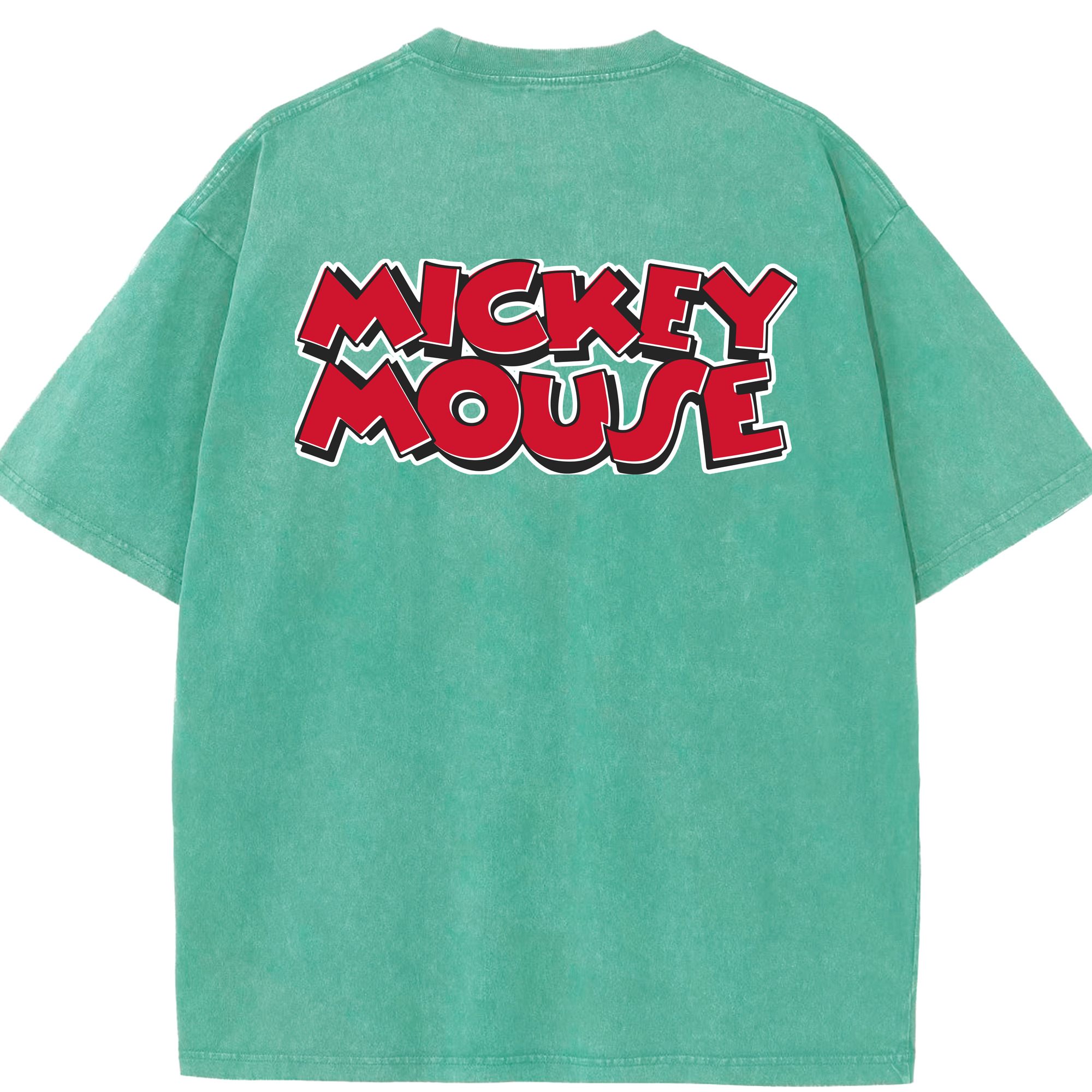 （画像用） ミッキーマウス Mickey Mouse 綿100% ヴィンテージ風 半袖Tシャツ（背面プリント）